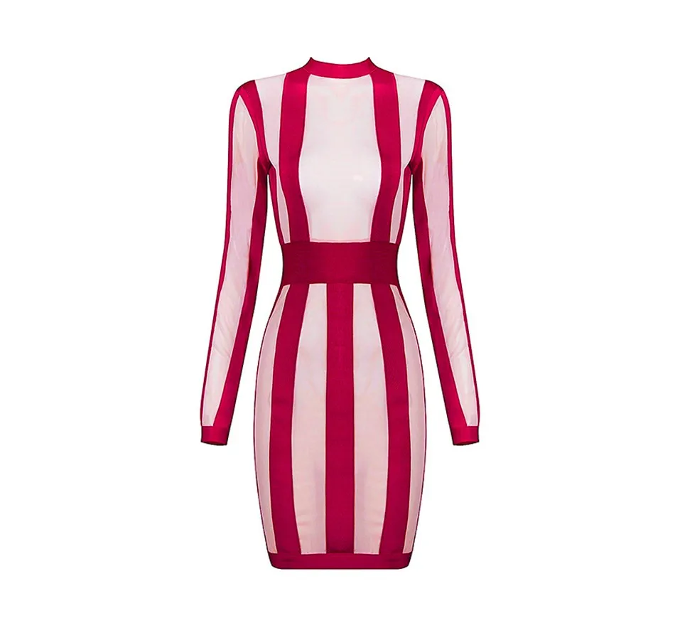 Женское мини платье HERVE LEGER Клубное облегающее с круглым вырезом в стиле пэчворк