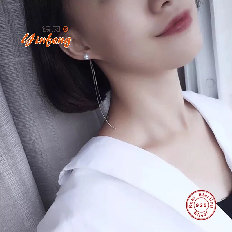 Женские серьги гвоздики из серебра 2017 пробы с натуральным круглым пресноводным