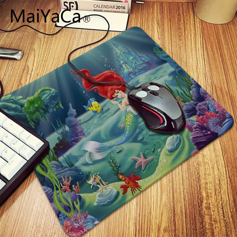 Lock Edge 25x29cm Maiyaca Принцесса Ариэль Русалочка анти-скольжение прочный резиновый Аниме Коврик для мыши 700x300 мм геймер большой Офисный Компьютерный стол коврик - Цвет: Lock Edge 25x29cm