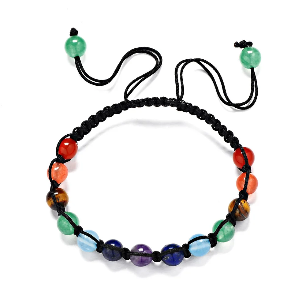 [JIMORE] Braided Rope 6mm Natural Stone Beads Bracelets for Men Women Gift Colorful Wrist Jewelry 7 Chakra Bracelet ANN700 | Украшения и