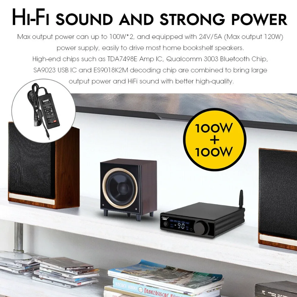 Nobsound Hi-Fi стерео Bluetooth 5,0 TDA7498E Мощность усилитель с NFC активный сабвуферный наушник Amp USB/OPT/коаксиальный ЦАП Декодер