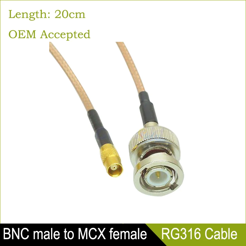 Адаптер BNC папа мама MCX соединительный кабель RG316 20 см|bnc connector|bnc male connectorbnc female connector
