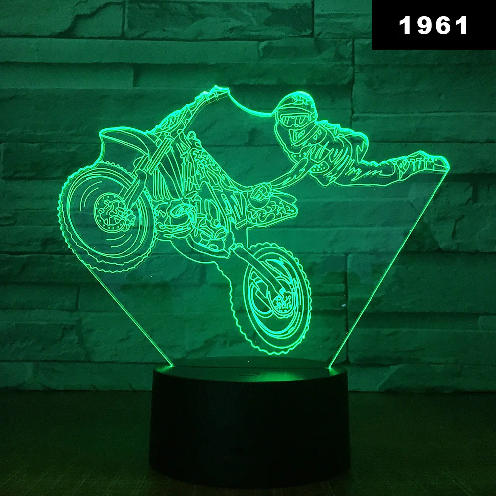 Светодиодный ночник для мотоциклов иллюзия 3D изменение цвета RGB USB/батарея
