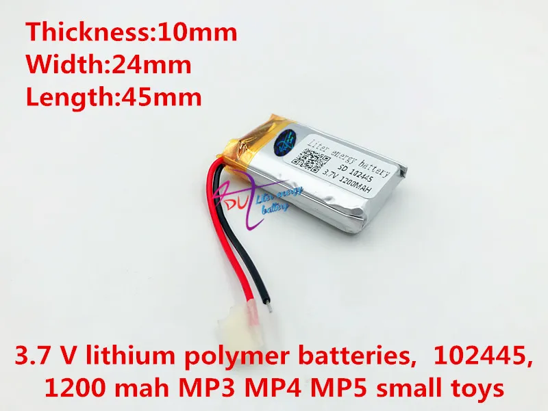 

best battery brand Size 102445 3.7V 1200mah Lithium polymer Battery with Protection Board For GPS Bluetooth Digital Products