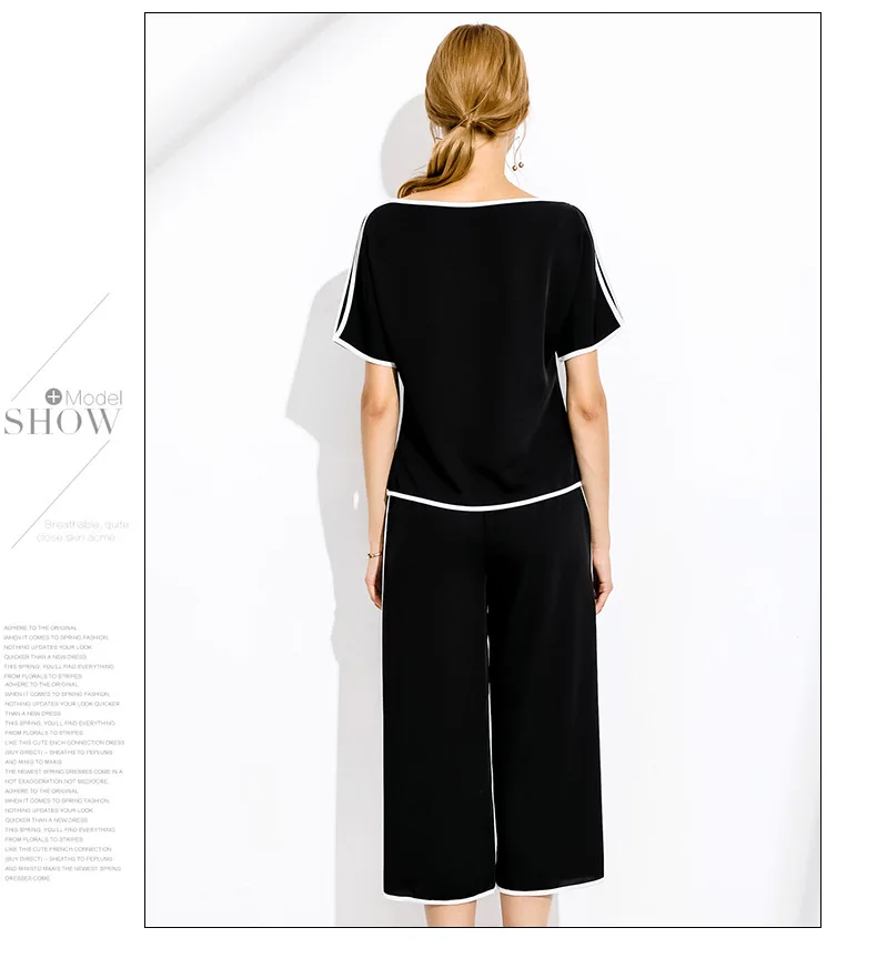 New2017Summer женский шифоновый комплект одежды костюм двойка с вырезом лодочкой