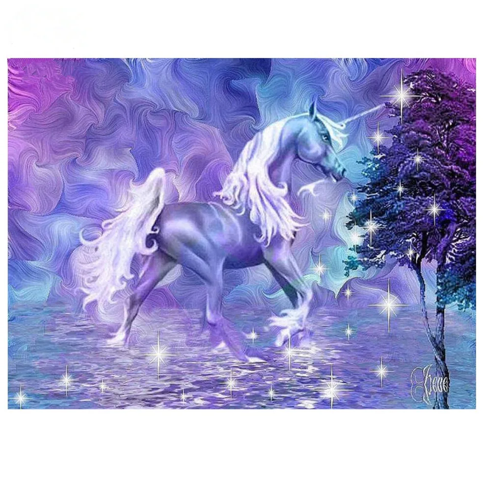 homlif 5D Diy Diamond Painting Animal Unicorn Cross Stitch Embroidery Needlework Mosaic Wall Sticker Home Decoration | Дом и сад