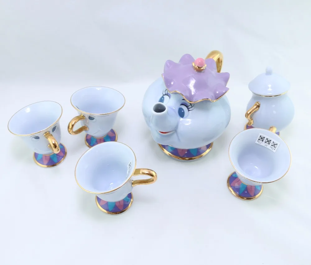 Лидер продаж 2018 чайный набор Красавица и Чудовище Mrs Potts чайник чашка сахарница