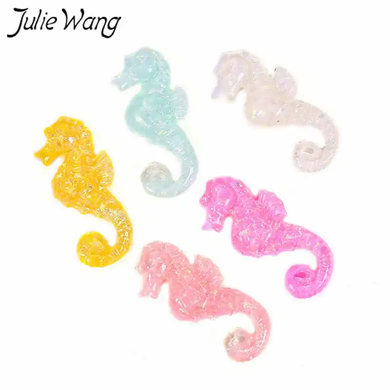 Прозрачные Подвески Julia Wang 20 шт. из смолы с рисунком морской лошадки для