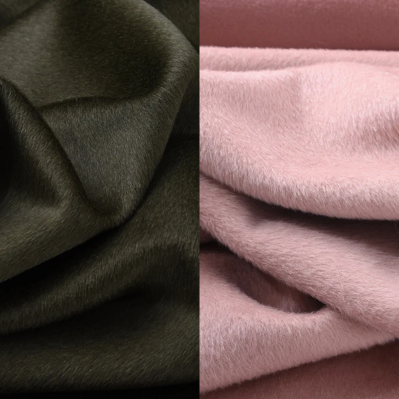 

150CM Wide 900G/M Thick Double-faced Dark Green Pink Wool Lambsdown Fabric for Autumn and Winter Overcoat Jacket H485