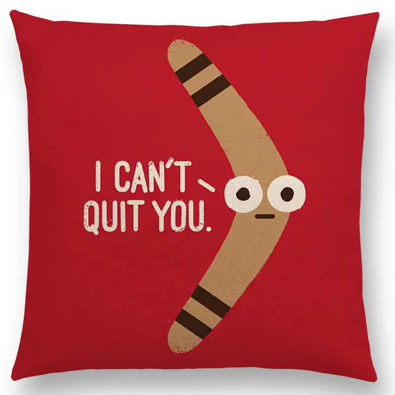 Забавные фразы мультяшная Подушка Обложка счастливый день пива хлеб Бумеранг