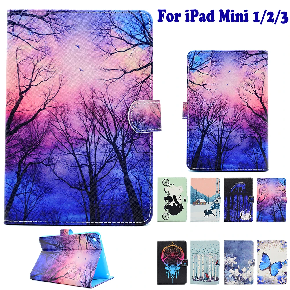 

Модный чехол для планшетного ПК с рисунком для Apple ipad mini 1/2/3 mini 3, умный чехол с рисунком, подставка, флип-чехол, оболочка, Обложка