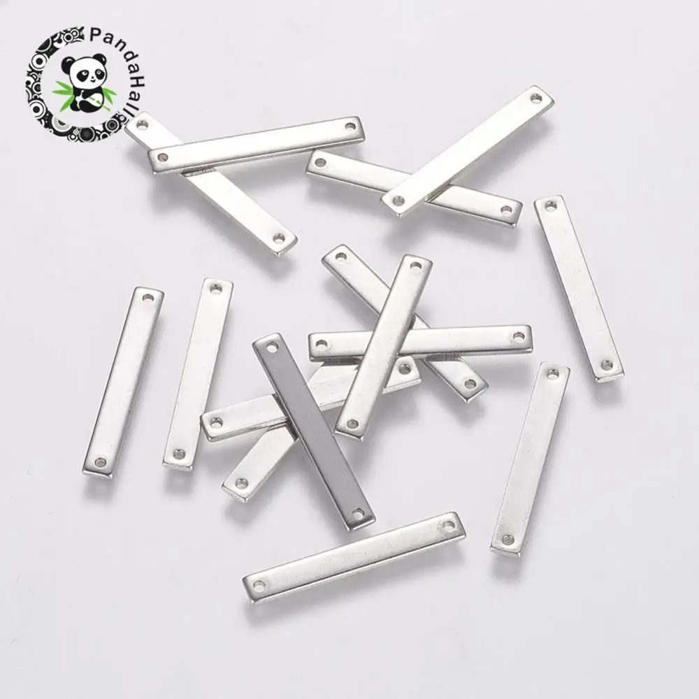 

304 Stainless Steel Links, Rectangle, 25x3.5x1mm, Hole: 1mm