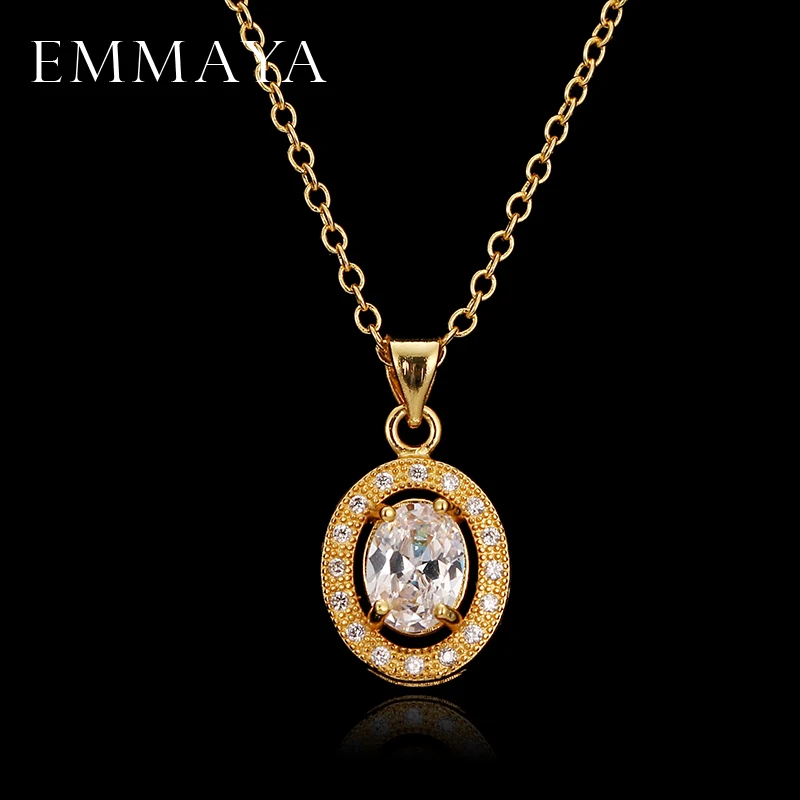 Роскошь emmaya милый Овальный AAA Cz золотые ожерелья и подвески цвет 45 см цепочка