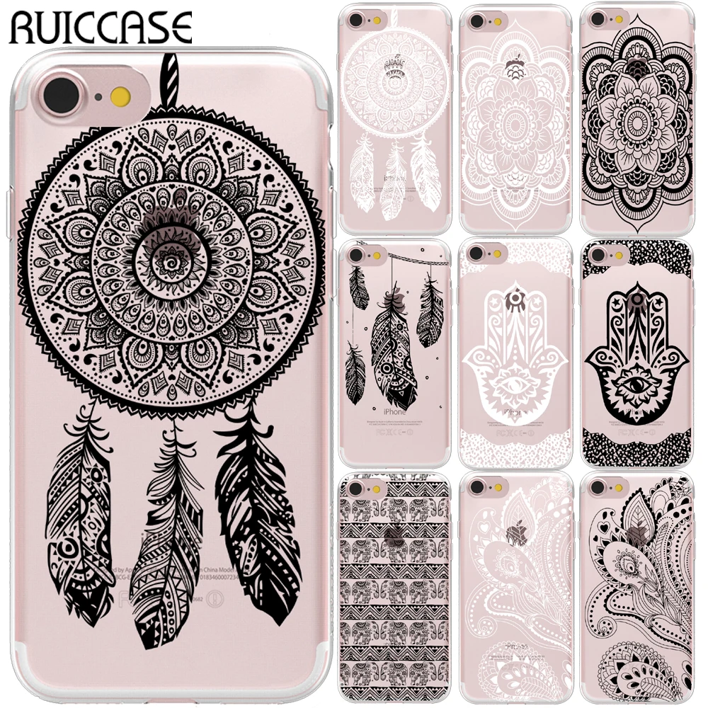 Мягкий чехол RUICCASE из ТПУ с цветочным кружевом и мандалой для iPhone 11 Pro Max 5 5S SE 6 6S 7 8