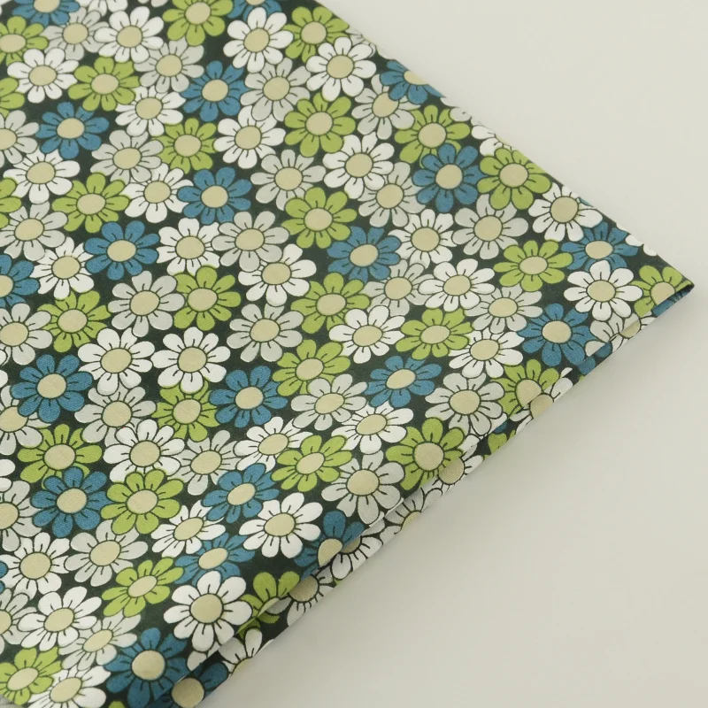 100% хлопок Ткань твил зеленый цветочный лоскутное шитье S Постельные