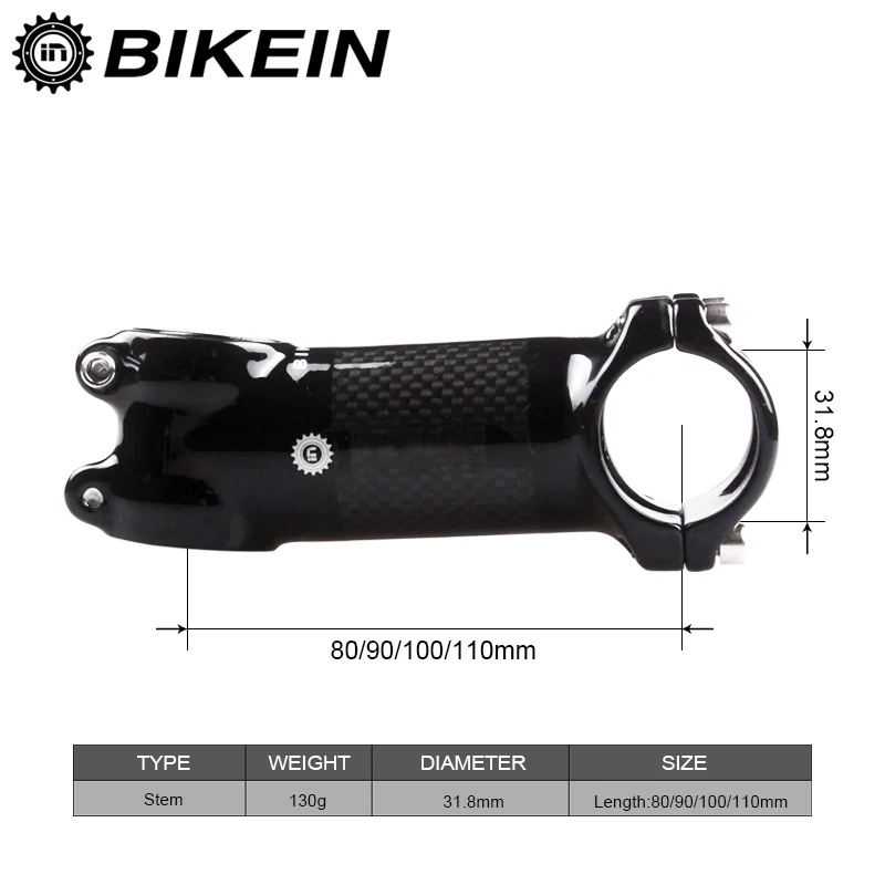 BIKEIN из углеродного волокна, руль для шоссейного велосипеда, руль падение бар 400/420/440 мм и стержней 80/90/100/110 мм глянцевый черный Велоспорт велосипед Запчасти 355 г