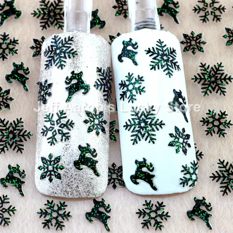 

5 Sheets Winter Christmas 3d Nail Sticker Manicure Decal Glitter Nail Art Decorations Stickers Christmas tree snowflake reindeer