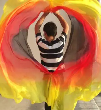 Профессиональная полукруглая шелковая Фата для танца живота с градиентом цвета