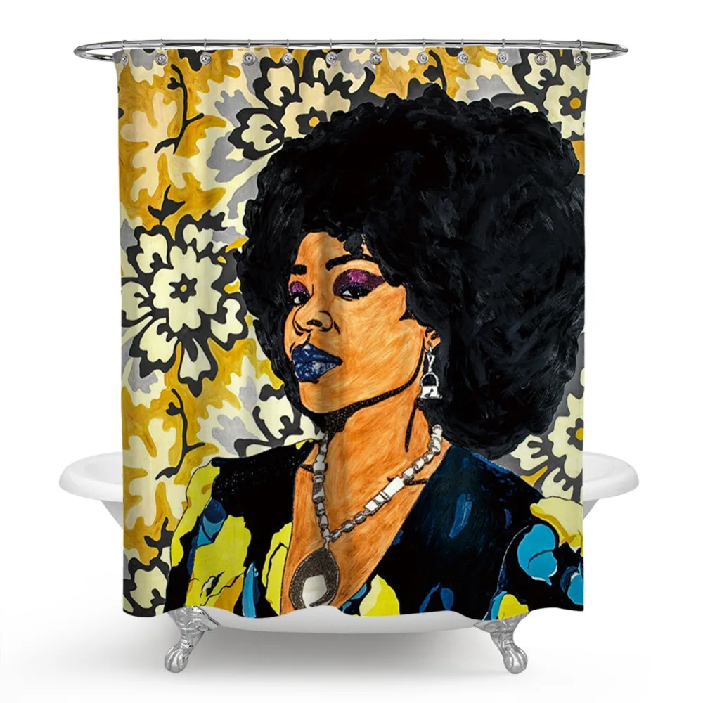 

Singer Black Girl Shower Curtain African Women Fashion Girl Lovve Song Duschvorhang Bath Curtain Funny For The Bathroom Decor