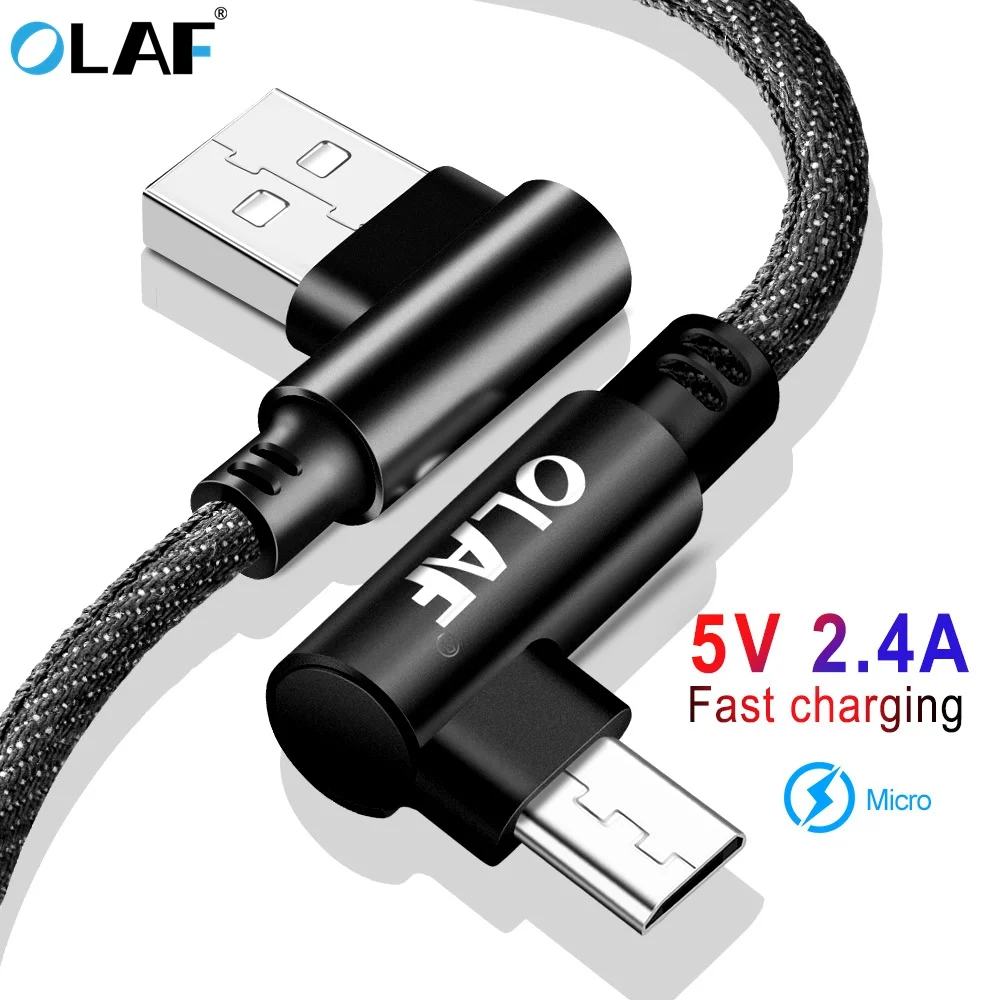 OLAF 90 градусов Micro USB кабель 2.4A шнур для быстрой зарядки и синхронизации данных