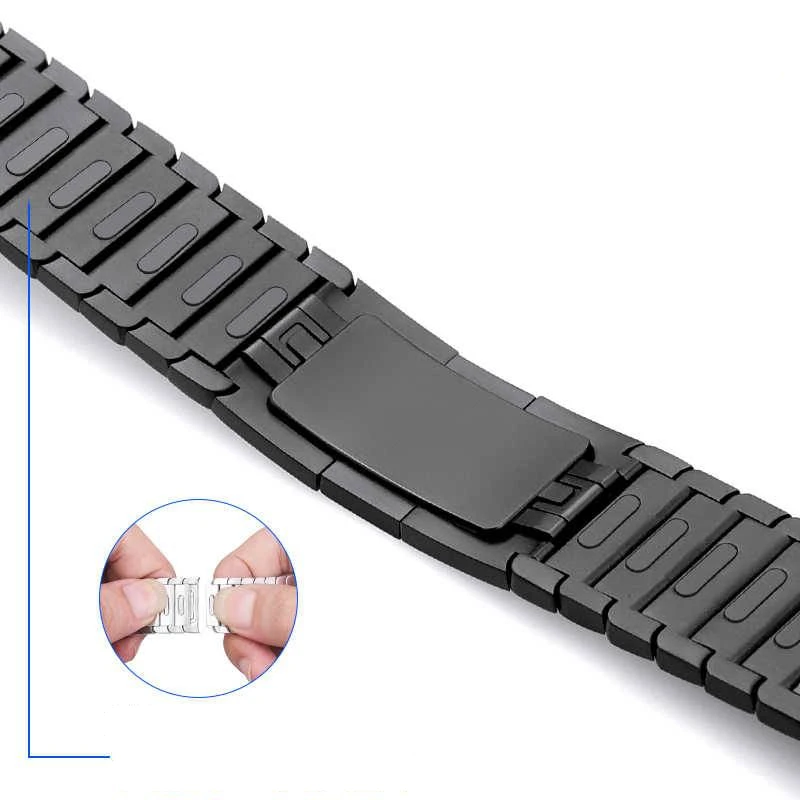 black Ремешок для Apple Watch 4 correa iwatch Band 5 44 мм 40 мм 42 мм 38 мм 3 316L браслет из нержавеющей стали pulseira аксессуары для часов - Цвет ремешка: black