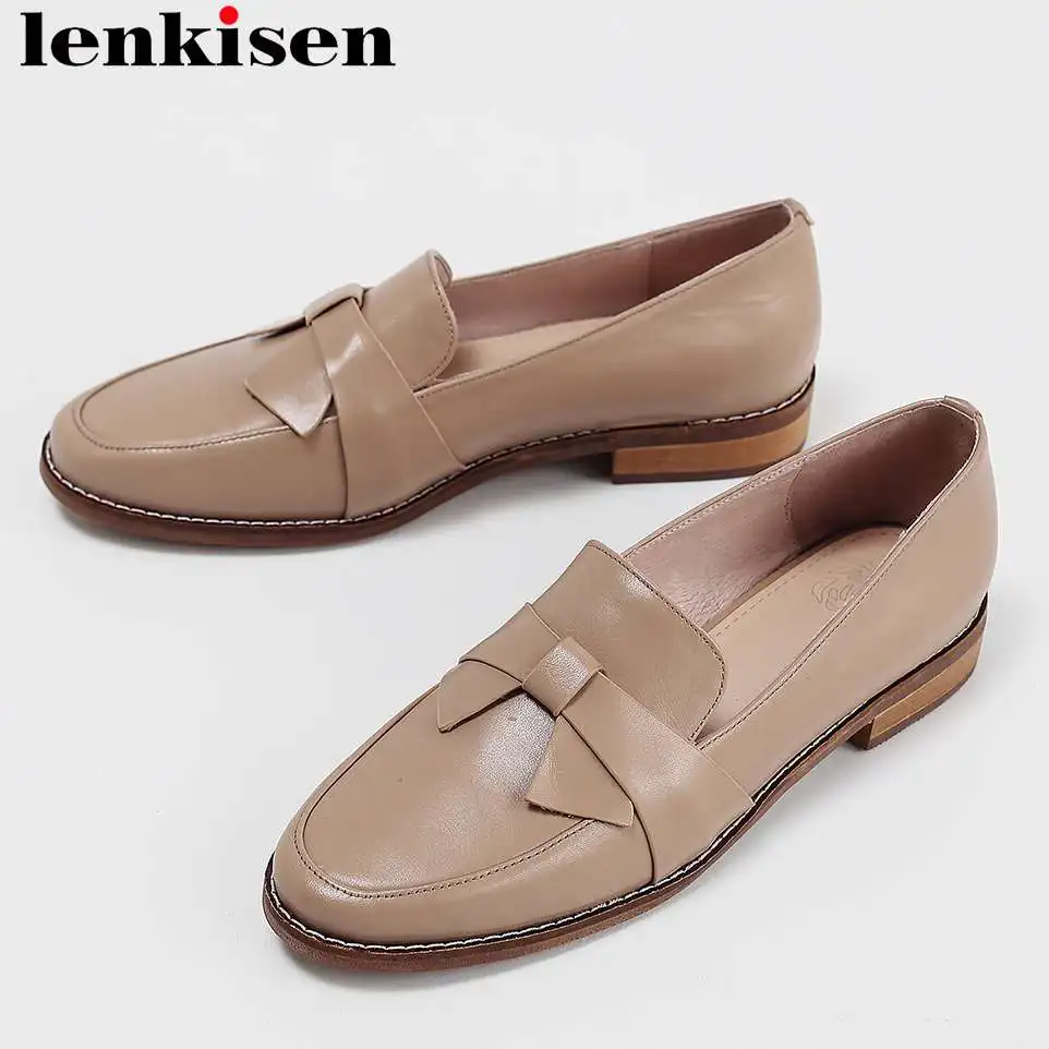 Лаконичные однотонные туфли Lenkisen из натуральной кожи в винтажном стиле с