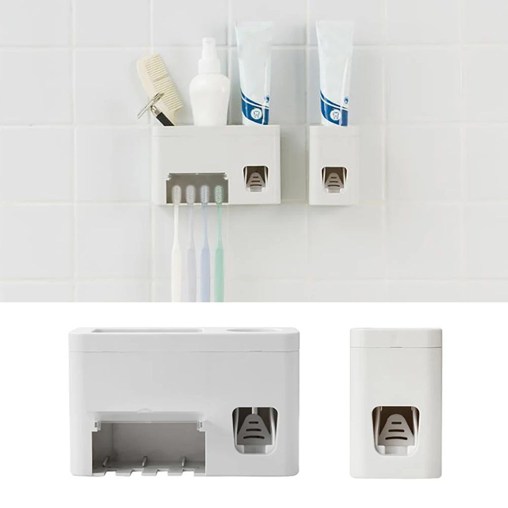 

Wall Mounted Automatic Squeeze Toothpaste Holder One Key Squeeze Toothpaste Button Vacuum Extrusion With Strong Suction
