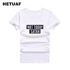 Женская хлопковая Футболка HETUAF NOT TODAY SATAN, забавная летняя футболка в стиле Харадзюку, с принтом в стиле панк-рок, 2018