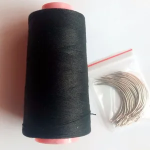 25 pcs C needle with gift 1 roll Black cotton thread weave thread hair weaving thread in USA (United States)
