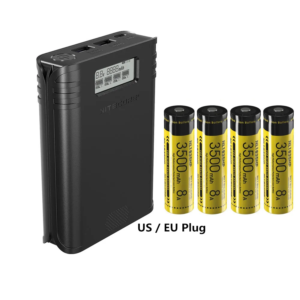 2 в 1 зарядное устройство NITECORE F4 с четырьмя слотами гибкий внешний аккумулятор