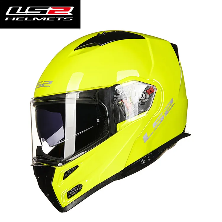 Glossy Yellow LS2 Metro откидной мотоциклетный шлем модульный шлем Каско Capacete Moto cask туристические шлемы руля круизер мотор FF324 - Цвет: Glossy Yellow
