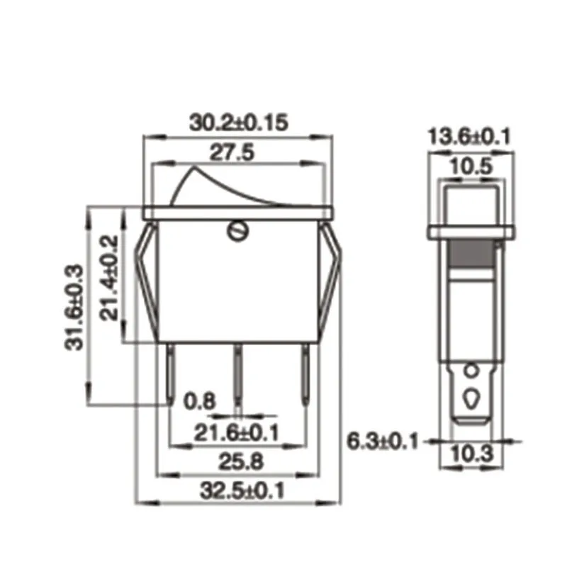 

5 pcs/lot 250V 15A KCD3 30*13 2 Pin Bouton Poussoir Boat Switch Metal Micro Switch Interrupteur