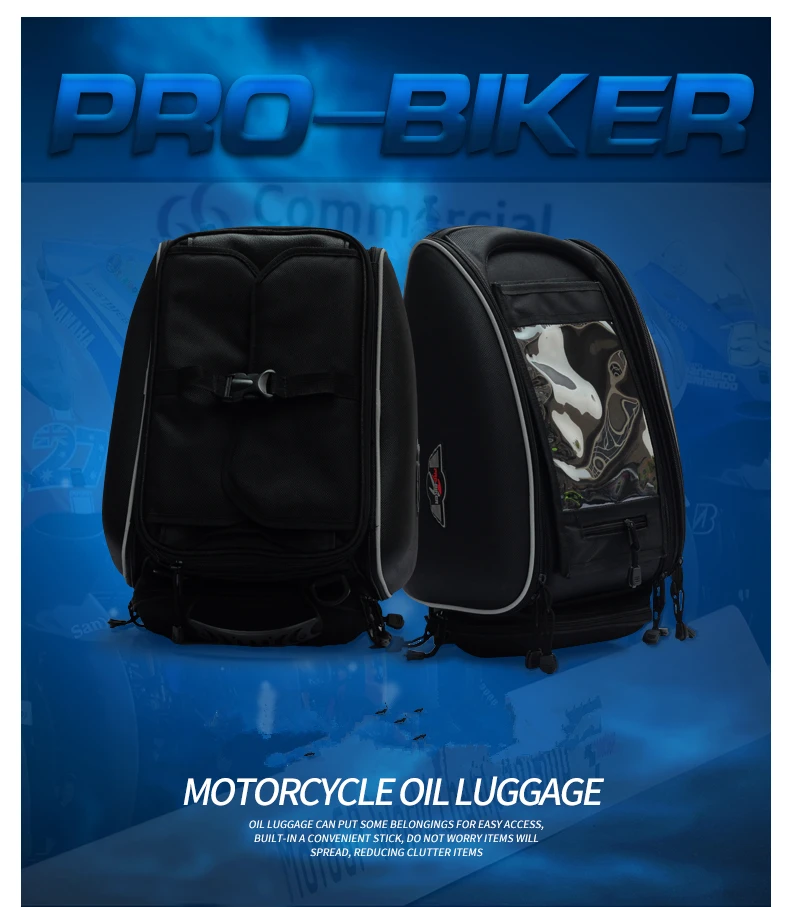 PRO-BIKER, водонепроницаемая сумка для мотоцикла, сумка на бак, багаж, чехол для мотоцикла, магнитный, всасывающий масляный бак, ручная сумка, шлем, багажник, коробка, Мото Кросс-сумки