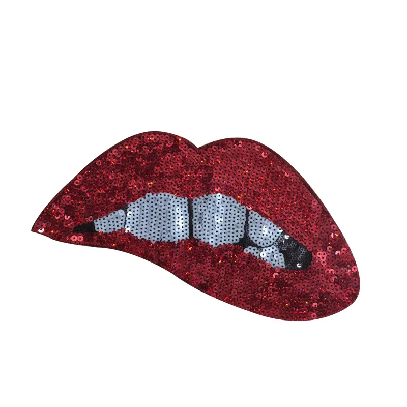 Красочные Блестки ткань для губ наклейка вышивка нашивка одежда отверстие на