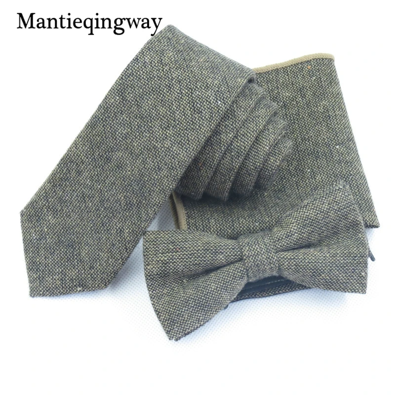 Mantieqingway модный мужской шерстяной + галстук из полиэстера галстук-бабочка платок