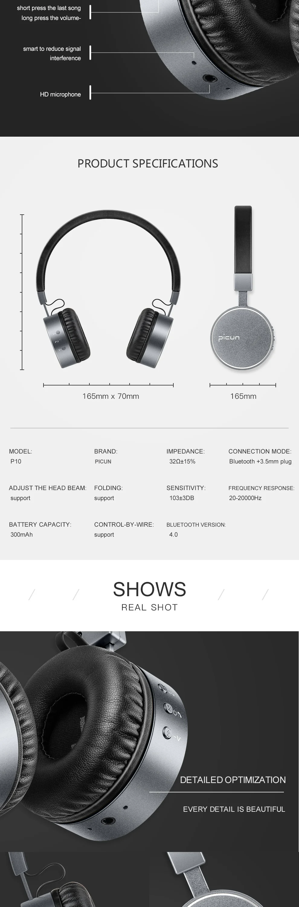 Picun P10, беспроводные Bluetooth наушники, Hi-Fi, стерео, на ухо, гарнитура, шумоподавление, наушники с микрофоном для детей, девочек, мальчиков, женщин