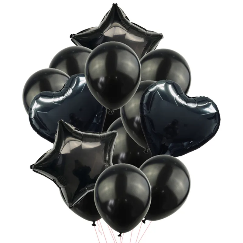 black 1 14pcs 12in Confetti Latex Balloons Multi 18in Helium Balloon Happy Birthday Party Decor Wedding Festival Balon Party Supplies - Цвет: black 1