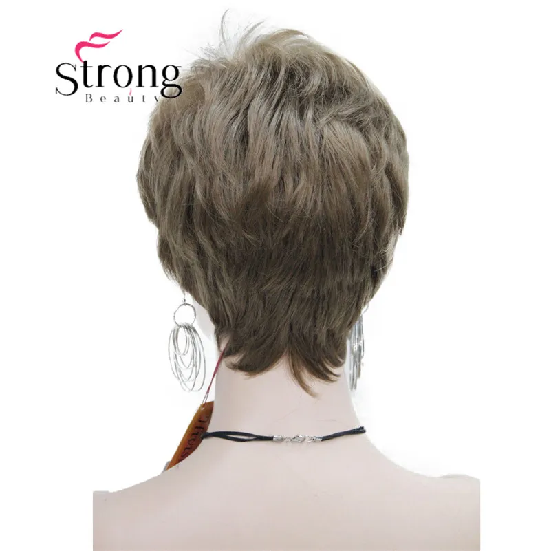 StrongBeauty очень короткий оранжевый коричневый блондин высокий термостойкий полный синтетический парик выбор цвета