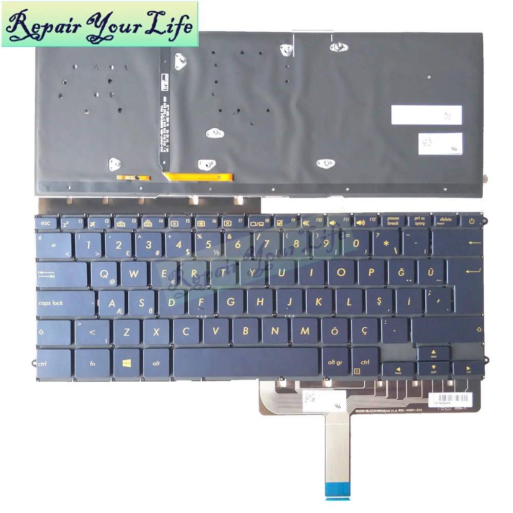 

TR TU UX490 Turkish Backlit laptop keyboard for ASUS ZenBook 3 Deluxe UX490CA UA Turkey blue Backlight 86720 28A 0KNB0 D632TU00