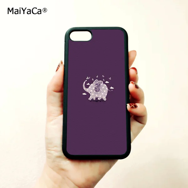 Слон Бабочка фиолетовый мягкий край жесткий чехол для телефона iPhone 5S SE 6 6S plus 7 8 X XR