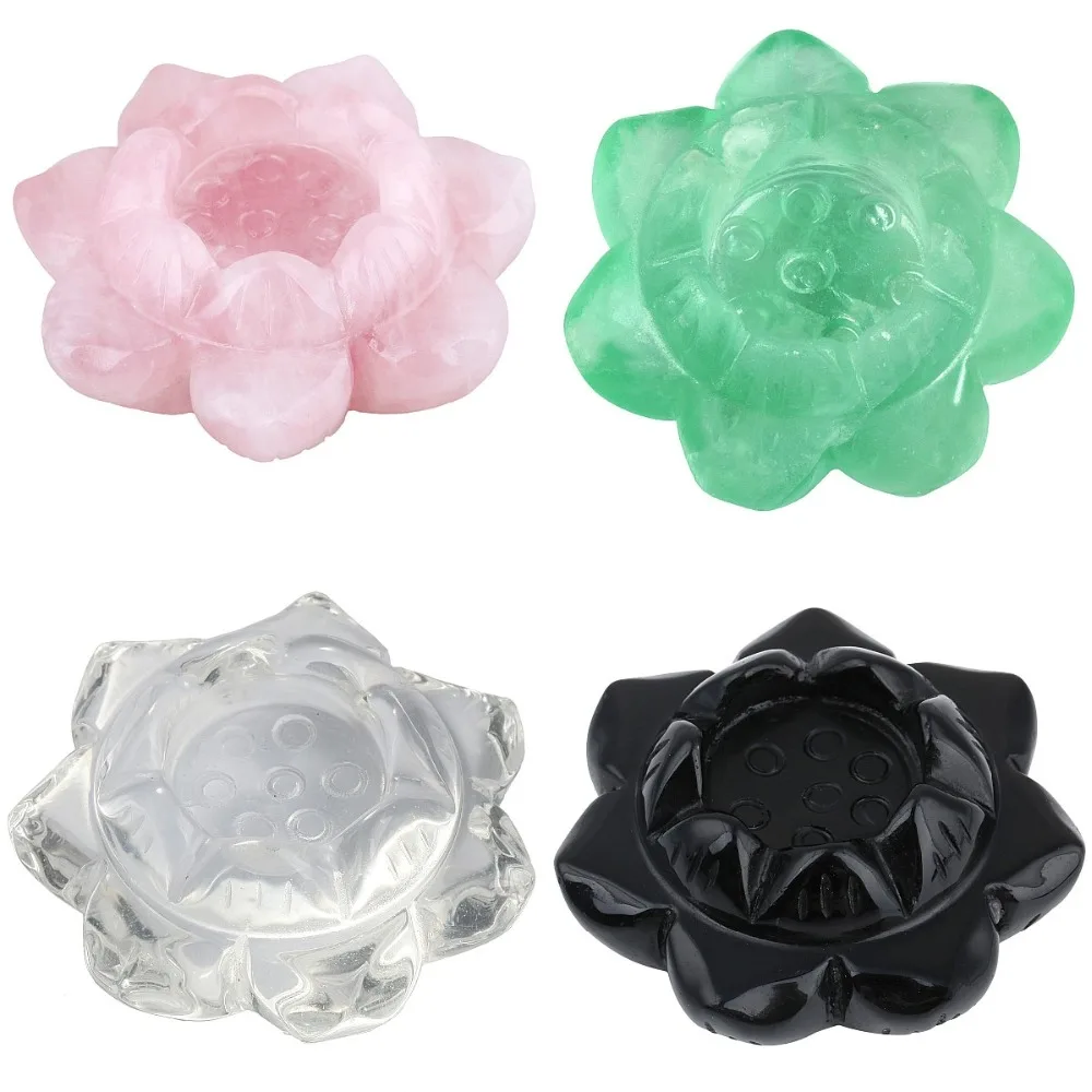 

TUMBEELLUWA 2" Natural Crystals Carved Lotus Flower Crystal Ball Stand Office/Home Decor