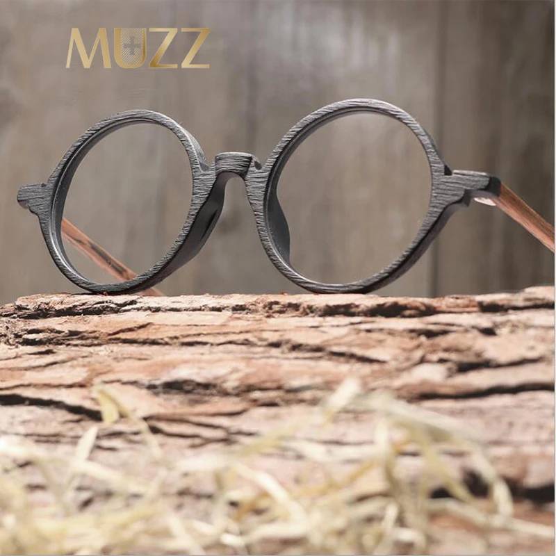 MUZZ очки по рецепту, круглые мужские очки, оправа, ультра-светильник, Ретро стиль, имитация деревянных очков, оправа, очки, ацетатные очки