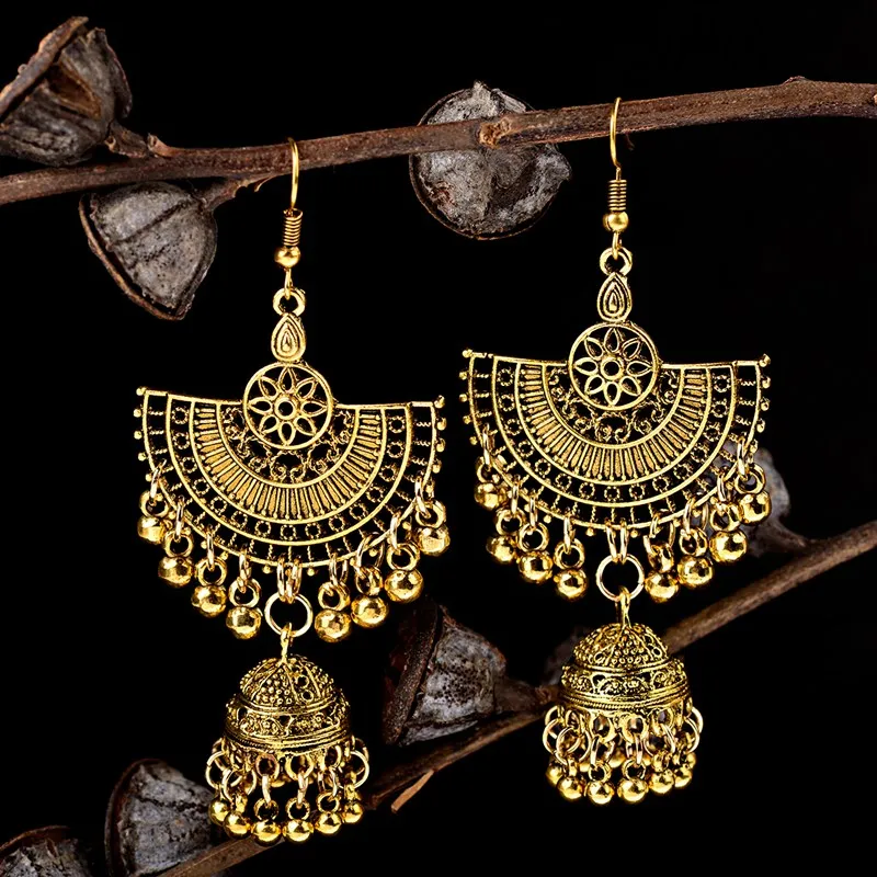 Женские египетские винтажные ажурные серьги Jhumka Bells турецкие этнические