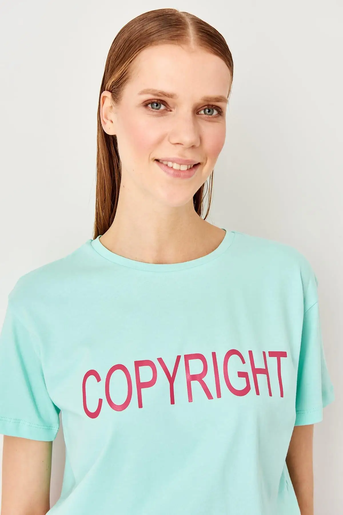 Trendyol Мятные Базовые Трикотажные футболки TWOSS19HS0066 | Женская одежда