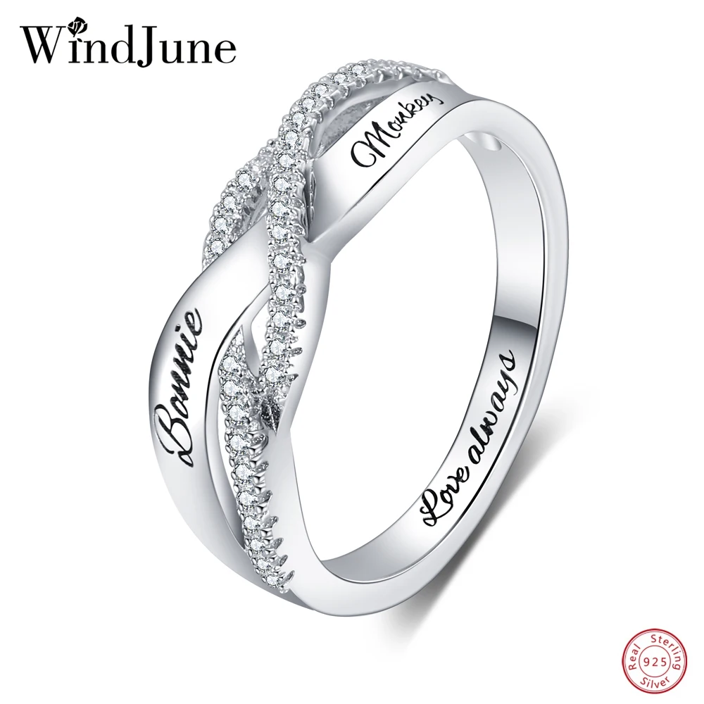 Серебряные Персонализированные обручальные кольца WindJune женское кольцо с