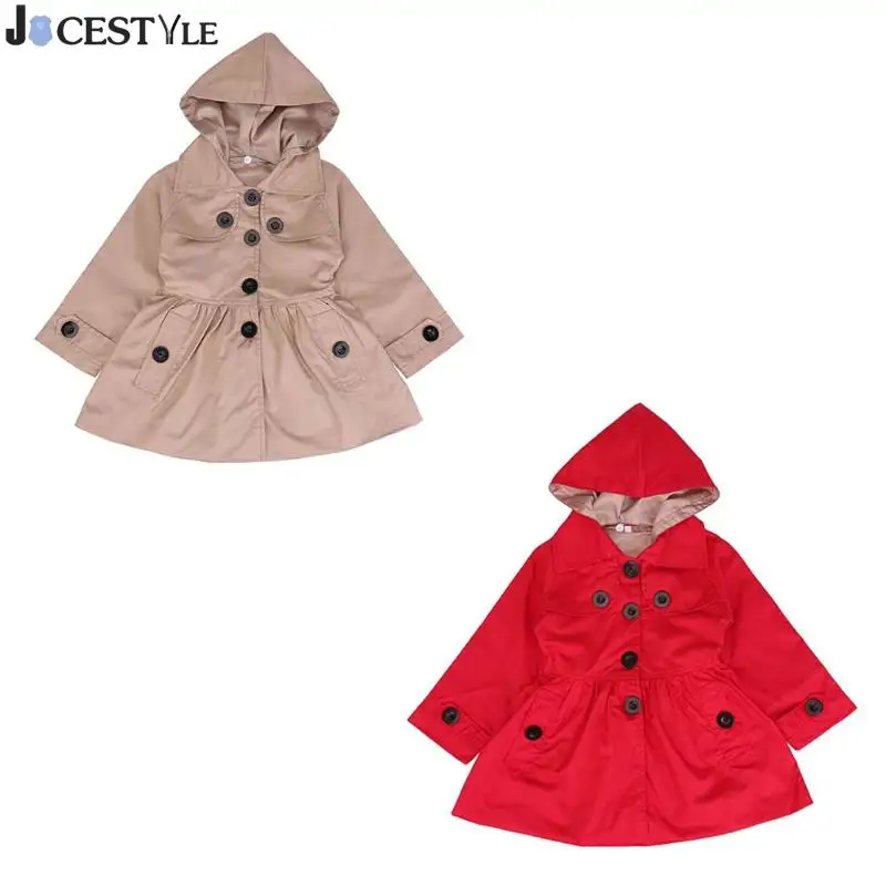 Jocstyle/осенние детские куртки для девочек; однотонная ветровка со съемным капюшоном; плащ; Верхняя одежда; Осенняя модная детская куртка для девочек