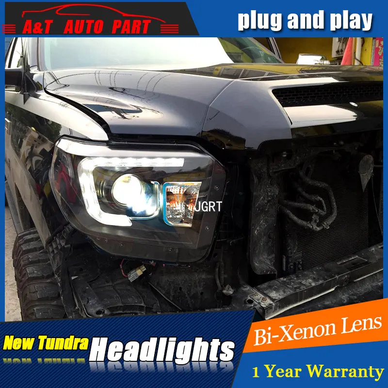 Стайлинг автомобиля светодиодный ная фара для Toyota Tundra фары 2014-2018 drl H7 hid