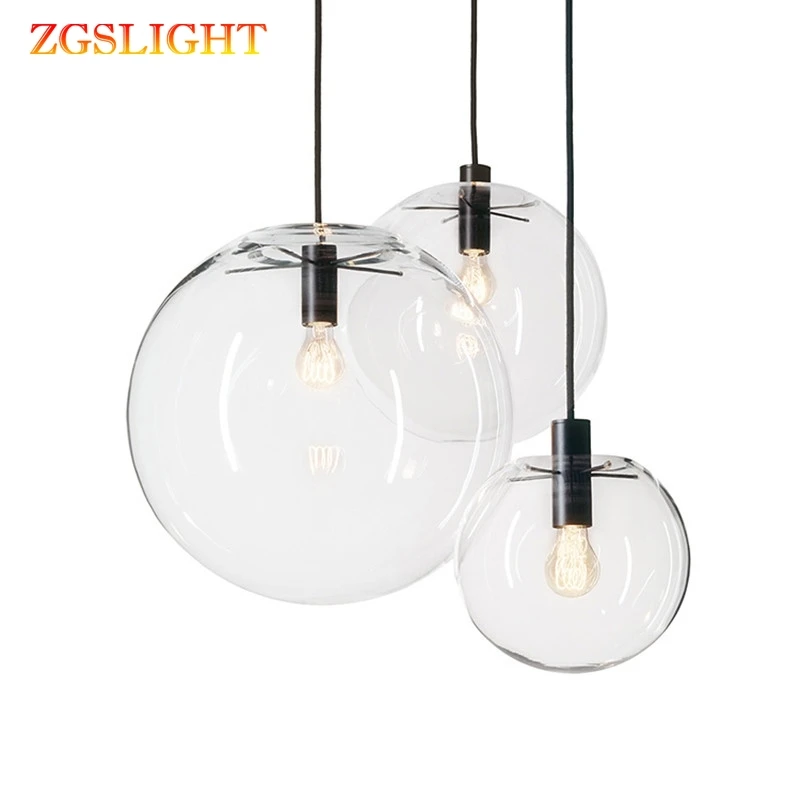 Скандинавский современный стиль прозрачные подвесные светильники стеклянный