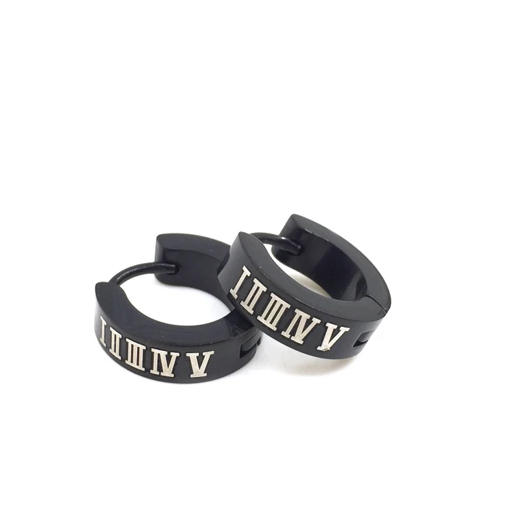 Roman Numerals Alisouy, милые серьги-кольца для мужчин и женщин, панк, дракон, Сердце, Череп, звезда, крест, римские цифры, нержавеющая сталь, Huggie, маленькие серьги - Окраска металла: Roman Numerals