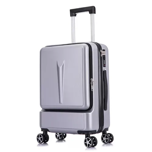 Silver grey KLQDZMS 20/24 дюймов высококлассные Дорожный чемодан из АБС Бизнес прокатки Чемодан с ноутбук сумки на колесиках, чемодан на колесиках - Цвет: Silver grey